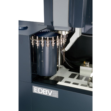 The EDBV3 combines the electrode holder and die guide together into a common assembly, for quick and easy automated exchanges.